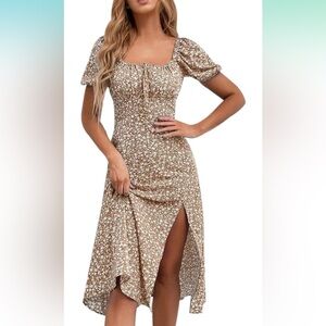 Floral Brown Midi Dress